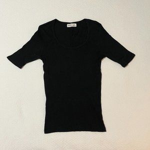 Black Entireworld Elbow Length Ribbed Shirt, Type C Version 5, L